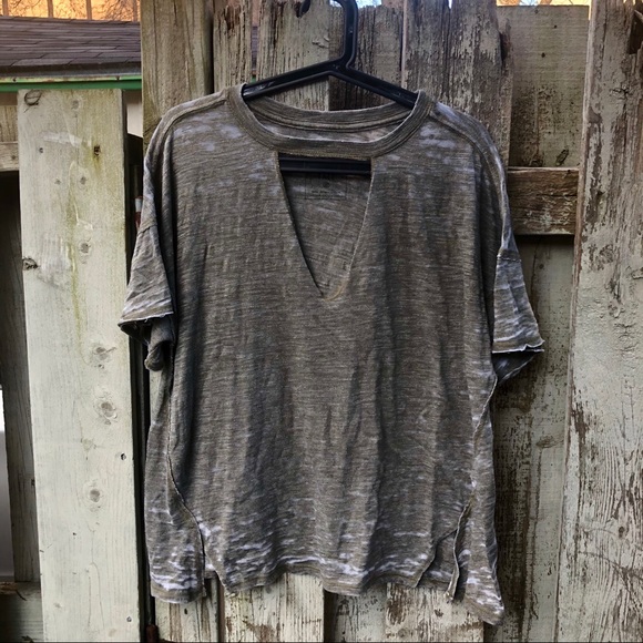 Free People burnout Jordan v neck shirt moss s - Picture 1 of 3